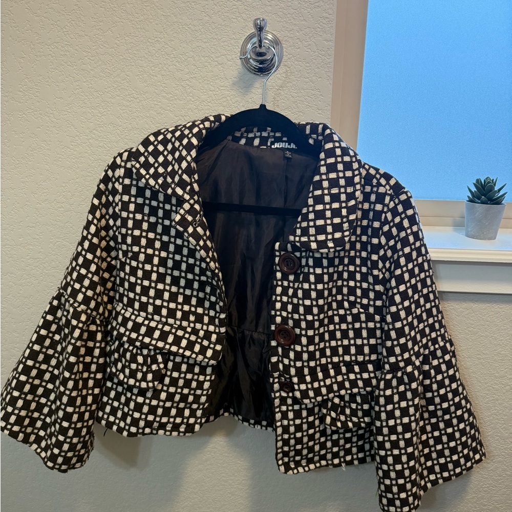 Jou Jou Black and White Checkered Blazer